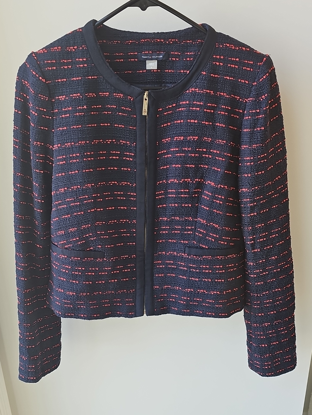 Tommy Hilfiger Navy and Red Tweed Zip Jacket